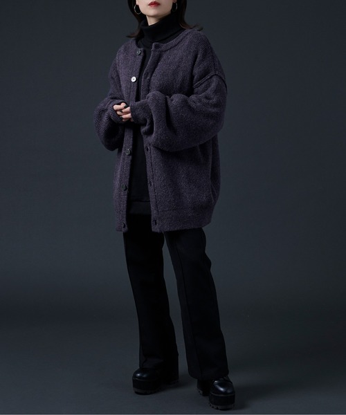 Ellno Loset（エルノロゼット）の「2WAYメランジニット（カーディガン/ボレロ・メンズ・ブラック/ダークパープル/ブルーグレー・FREE）」の22枚目の写真