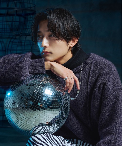 Ellno Loset（エルノロゼット）の「2WAYメランジニット（カーディガン/ボレロ・メンズ・ブラック/ダークパープル/ブルーグレー・FREE）」の6枚目の写真