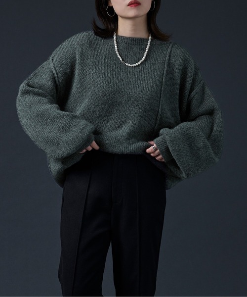 Ellno Loset（エルノロゼット）の「2WAYメランジニット（カーディガン/ボレロ・メンズ・ブラック/ダークパープル/ブルーグレー・FREE）」の12枚目の写真