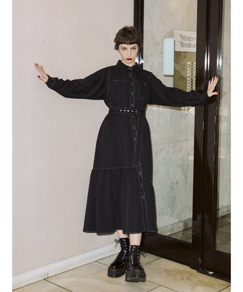 jouetie（ジュエティ）の「カラーステッチロングワンピース（ワンピース・レディース・グリーン/ブラック/その他1・MEDIUM）」の13枚目の写真