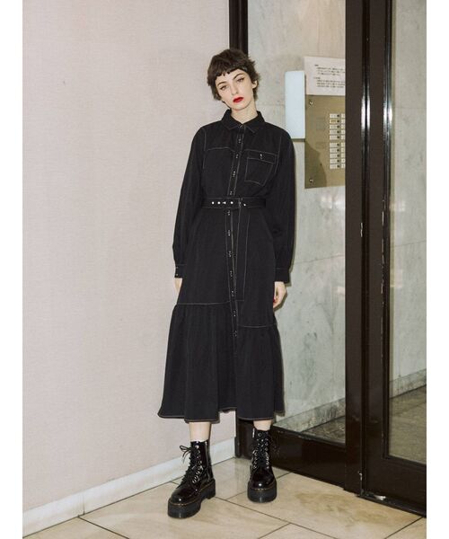 jouetie（ジュエティ）の「カラーステッチロングワンピース（ワンピース・レディース・グリーン/ブラック/その他1・MEDIUM）」の11枚目の写真