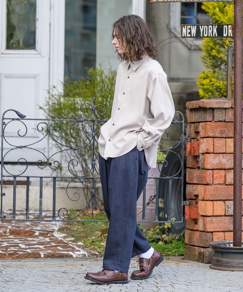 Alcindor Materials(アルシンダーマテリアルズ)の「imitation relax shirts-linen-/イミテーションリラックスシャツ-リネン-(シャツ/ブラウス・メンズ・ベージュ/ネイビー/モカ・MEDIUM/LARGE)」の14枚目の写真