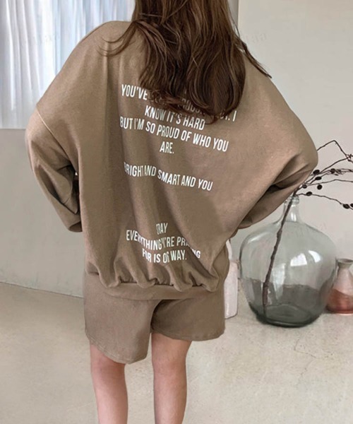 Dalfwin(ダールフィン)の「2022AW スウェット 秋冬 韓国スウェット 上下セットアップ 英字バックロゴスウェット トレーナー ルームウェア ハーフパンツ レディース(ルームウェア/パジャマ・レディース・ホワイト系その他/グリーン系その他/チャコールグレー/ブラウン系その他・FREE)」の4枚目の写真