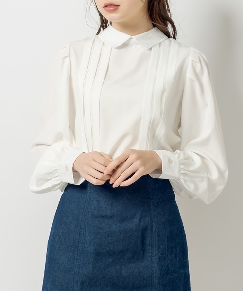 OLIVE des OLIVE（オリーブデオリーブ）の「ダブルフロント袖ボリュームシャツ（シャツ/ブラウス・レディース・ネイビー/オフホワイト/ピンク/ブラック・FREE）」の2枚目の写真