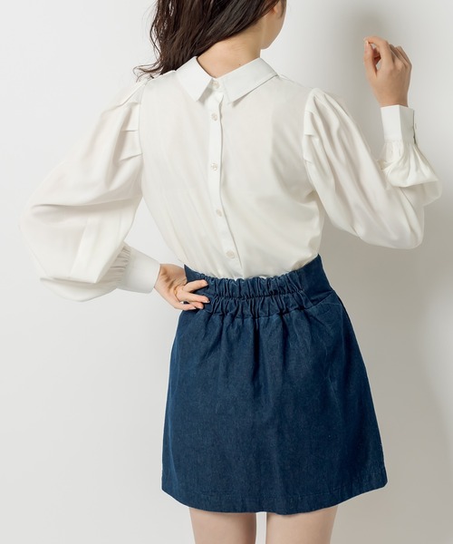 OLIVE des OLIVE（オリーブデオリーブ）の「ダブルフロント袖ボリュームシャツ（シャツ/ブラウス・レディース・ネイビー/オフホワイト/ピンク/ブラック・FREE）」の10枚目の写真