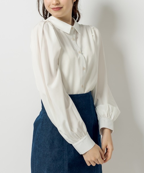 OLIVE des OLIVE（オリーブデオリーブ）の「ダブルフロント袖ボリュームシャツ（シャツ/ブラウス・レディース・ネイビー/オフホワイト/ピンク/ブラック・FREE）」の12枚目の写真