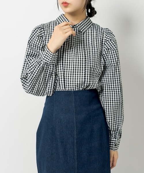 OLIVE des OLIVE（オリーブデオリーブ）の「ダブルフロント袖ボリュームシャツ（シャツ/ブラウス・レディース・ネイビー/オフホワイト/ピンク/ブラック・FREE）」の17枚目の写真