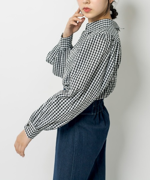 OLIVE des OLIVE（オリーブデオリーブ）の「ダブルフロント袖ボリュームシャツ（シャツ/ブラウス・レディース・ネイビー/オフホワイト/ピンク/ブラック・FREE）」の18枚目の写真