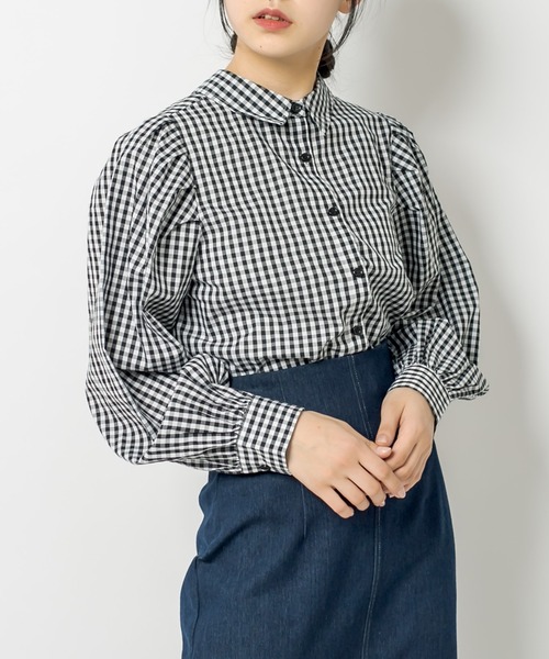 OLIVE des OLIVE（オリーブデオリーブ）の「ダブルフロント袖ボリュームシャツ（シャツ/ブラウス・レディース・ネイビー/オフホワイト/ピンク/ブラック・FREE）」の20枚目の写真