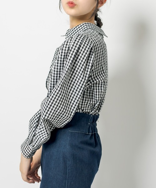 OLIVE des OLIVE（オリーブデオリーブ）の「ダブルフロント袖ボリュームシャツ（シャツ/ブラウス・レディース・ネイビー/オフホワイト/ピンク/ブラック・FREE）」の21枚目の写真