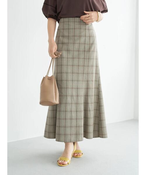 earth music&ecology（アースミュージックアンドエコロジー）の「チェックマーメイドスカート＊（スカート・レディース・その他12/ブラウン系その他4・S/M）」の3枚目の写真