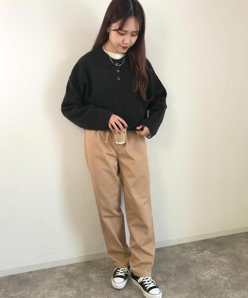 INGNI（イング）の「ショートポロニット（ニット/セーター・レディース・ブラック/レッド/オレンジ/アイボリー・M）」の15枚目の写真