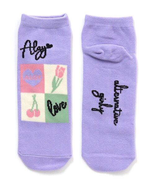 algy(アルジー)の「モチーフボックスショートソックス(ソックス/靴下・キッズ・ラベンダー/ミント/ブラック・21/24)」の3枚目の写真