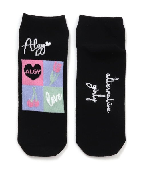 algy(アルジー)の「モチーフボックスショートソックス(ソックス/靴下・キッズ・ラベンダー/ミント/ブラック・21/24)」の2枚目の写真