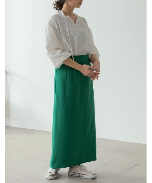 リサイクルストレッチツイルIラインスカート