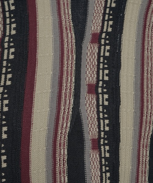 Confirm(コンファーム)の「ヴィンテージライク レトロジャガードストライプ柄 ビッグシルエット 3Dニットカーディガン 【Confirm】(カーディガン/ボレロ・メンズ・ブラック/ベージュ/ワイン/アイボリー/ブラック系その他/ホワイト系その他/ブルー系その他・M/L)」の10枚目の写真