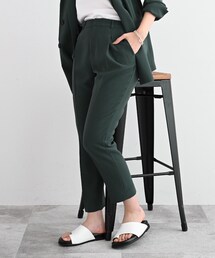 INDIVI | 【こなれSETUP/洗える】エフォートレス タックテーパードパンツ(スーツパンツ)