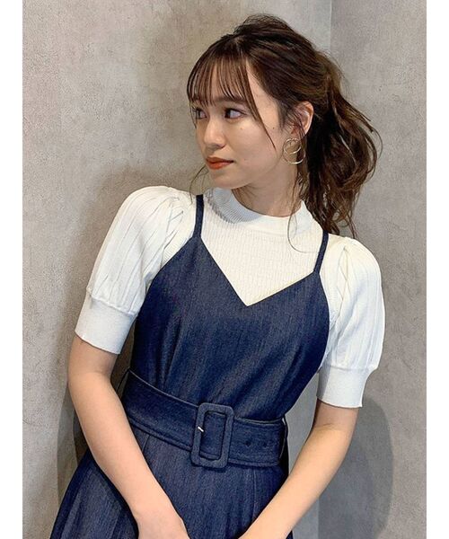 dazzlin（ダズリン）の「アメスリデザインリブニット（ニット/セーター・レディース・ブラック/パープル/オフホワイト/グリーン・FREE）」の2枚目の写真