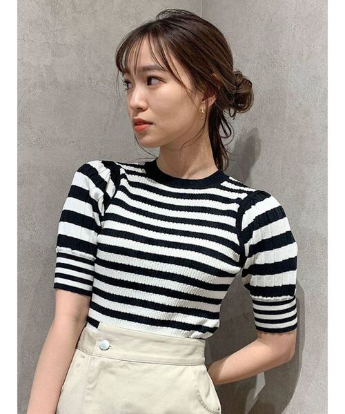 dazzlin（ダズリン）の「アメスリデザインリブニット（ニット/セーター・レディース・ブラック/パープル/オフホワイト/グリーン・FREE）」の5枚目の写真