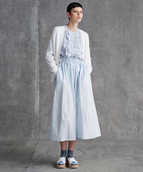 Drawer(ドゥロワー)の「<Drawer(ドゥロワー)> ウェストゴムギャザースカート(スカート・レディース・ライトブルー・38)」の4枚目の写真