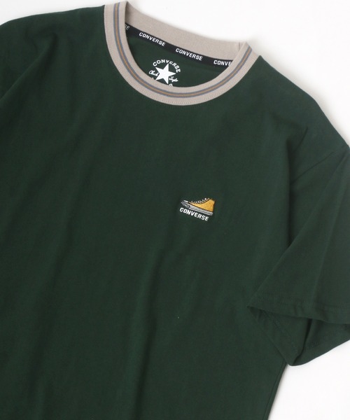 CONVERSE（コンバース）の「CONVERSE/コンバース オールスター スニーカー ロゴ ワンポイント刺繍 半袖Tシャツ/リンガーT/クレイジー ラグランT/レディース メンズ（Tシャツ/カットソー・メンズ・ベージュ/ブラック系その他2/ブルーグリーン/ブルー系その他3/ホワイト/ブラック系その他/ホワイト系その他2/ブラック/ブルー系その他4/ベージュ系その他/ホワイト系その他3/グリーン系その他/ブルー系その他/グリーン系その他2/ブルー系その他2/ブラック系その他3/ベージュ系その他2/ホワイト系その他・M/L/LL）」の12枚目の写真