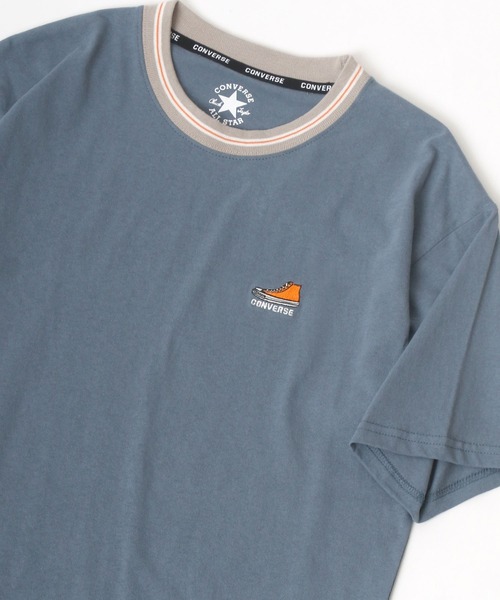 CONVERSE（コンバース）の「CONVERSE/コンバース オールスター スニーカー ロゴ ワンポイント刺繍 半袖Tシャツ/リンガーT/クレイジー ラグランT/レディース メンズ（Tシャツ/カットソー・メンズ・ベージュ/ブラック系その他2/ブルーグリーン/ブルー系その他3/ホワイト/ブラック系その他/ホワイト系その他2/ブラック/ブルー系その他4/ベージュ系その他/ホワイト系その他3/グリーン系その他/ブルー系その他/グリーン系その他2/ブルー系その他2/ブラック系その他3/ベージュ系その他2/ホワイト系その他・M/L/LL）」の14枚目の写真