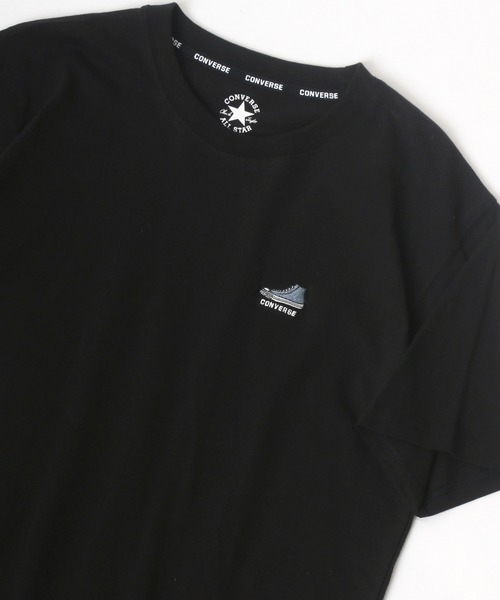 CONVERSE（コンバース）の「CONVERSE/コンバース オールスター スニーカー ロゴ ワンポイント刺繍 半袖Tシャツ/リンガーT/クレイジー ラグランT/レディース メンズ（Tシャツ/カットソー・メンズ・ベージュ/ブラック系その他2/ブルーグリーン/ブルー系その他3/ホワイト/ブラック系その他/ホワイト系その他2/ブラック/ブルー系その他4/ベージュ系その他/ホワイト系その他3/グリーン系その他/ブルー系その他/グリーン系その他2/ブルー系その他2/ブラック系その他3/ベージュ系その他2/ホワイト系その他・M/L/LL）」の5枚目の写真