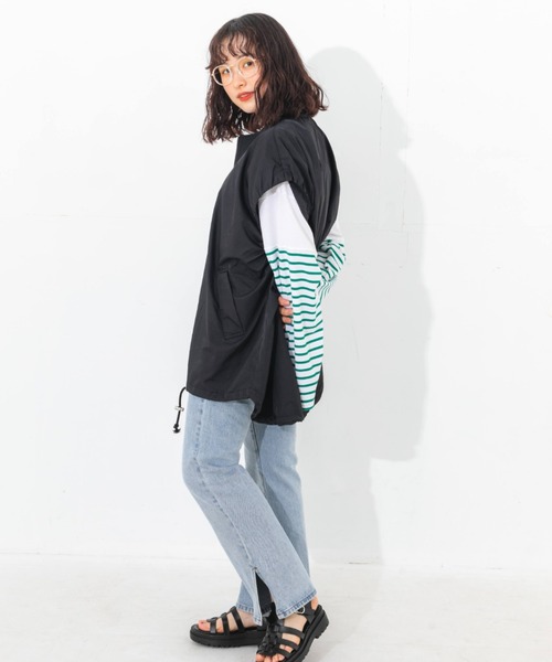 nemne store（ネンネストア）の「ナイロンジップベスト（ベスト・レディース・ブラック/アイボリー・フリー）」の7枚目の写真