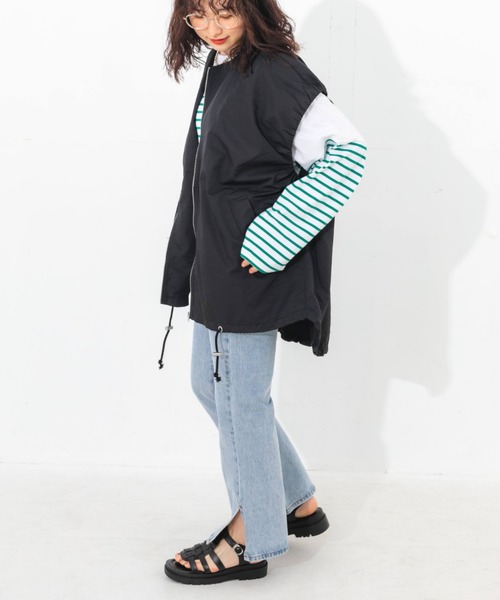 nemne store（ネンネストア）の「ナイロンジップベスト（ベスト・レディース・ブラック/アイボリー・フリー）」の8枚目の写真