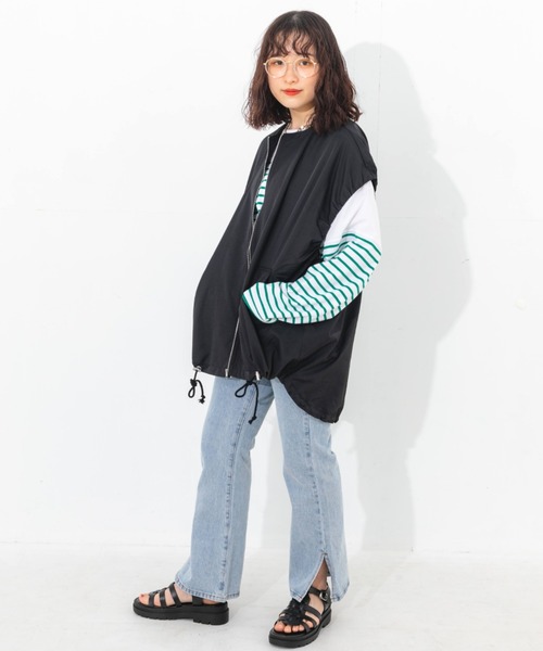 nemne store（ネンネストア）の「ナイロンジップベスト（ベスト・レディース・ブラック/アイボリー・フリー）」の9枚目の写真