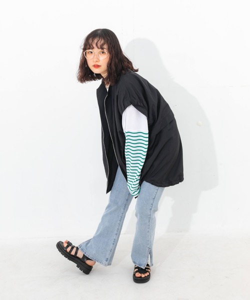 nemne store（ネンネストア）の「ナイロンジップベスト（ベスト・レディース・ブラック/アイボリー・フリー）」の10枚目の写真