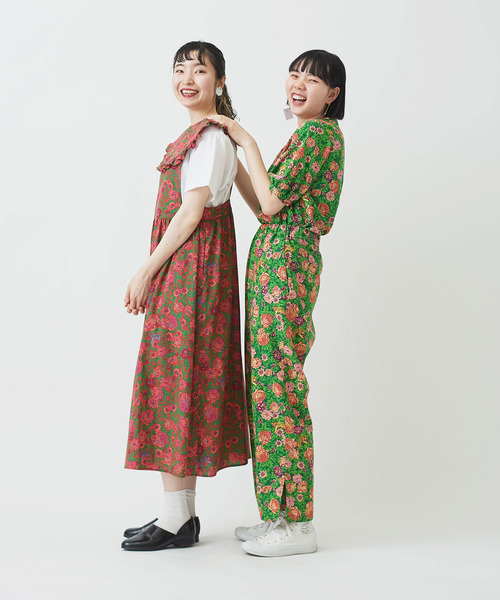 I am I in fact...（アイアムアイインファクト）の「虎華 TORA HANA  apron ワンピース（ワンピース・レディース・レッド/グリーン・FREE）」の18枚目の写真
