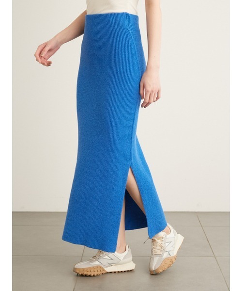 emmi（エミ）の「【emmi atelier】ローゲージリネン混スカート（スカート・レディース・ブラック/オフホワイト/ブルー・FREE）」の3枚目の写真