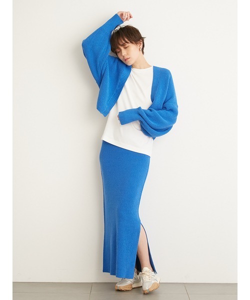 emmi（エミ）の「【emmi atelier】ローゲージリネン混スカート（スカート・レディース・ブラック/オフホワイト/ブルー・FREE）」の11枚目の写真