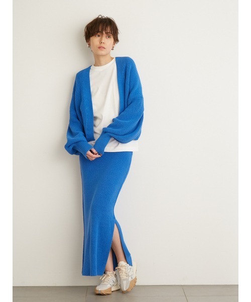 emmi（エミ）の「【emmi atelier】ローゲージリネン混スカート（スカート・レディース・ブラック/オフホワイト/ブルー・FREE）」の12枚目の写真