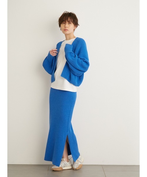 emmi（エミ）の「【emmi atelier】ローゲージリネン混スカート（スカート・レディース・ブラック/オフホワイト/ブルー・FREE）」の13枚目の写真