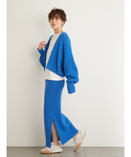 emmi（エミ）の「【emmi atelier】ローゲージリネン混スカート（スカート・レディース・ブラック/オフホワイト/ブルー・FREE）」の14枚目の写真