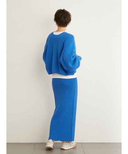 emmi（エミ）の「【emmi atelier】ローゲージリネン混スカート（スカート・レディース・ブラック/オフホワイト/ブルー・FREE）」の15枚目の写真