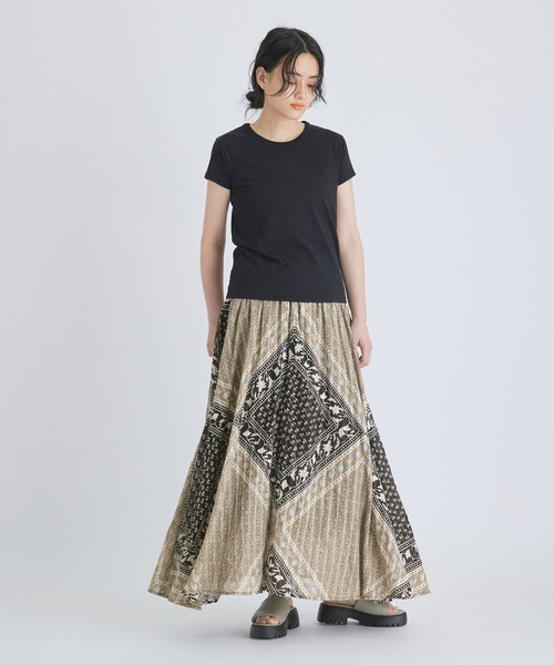 sara mallika(サラ マリカ)の「【Sara mallika】COTTON BLOCK PATTERN SKIRT(スカート・レディース・ブラック/ブルー・FREE)」の9枚目の写真
