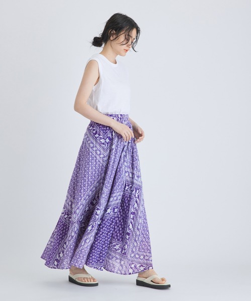 sara mallika(サラ マリカ)の「【Sara mallika】COTTON BLOCK PATTERN SKIRT(スカート・レディース・ブラック/ブルー・FREE)」の10枚目の写真