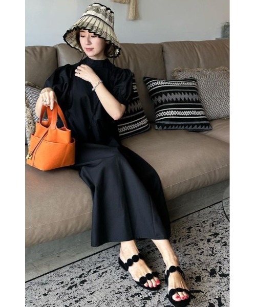 【Marchesa Notte】パフスリーブコラムガウン ZOZO限定】スタンドネックパフスリーブワンピース（ワンピース