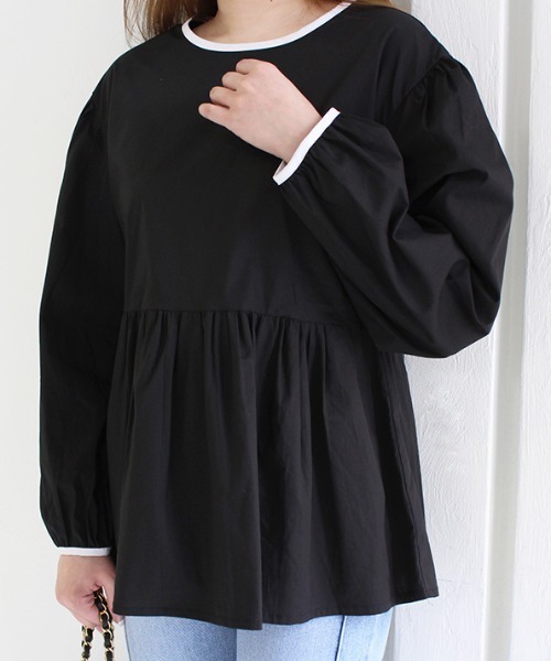 MODE ROBE(モードローブ)の「バックリボンギャザートップス(シャツ/ブラウス・レディース・ホワイト/ブラック・FREE)」の16枚目の写真