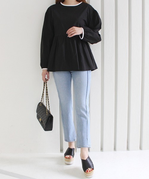 MODE ROBE(モードローブ)の「バックリボンギャザートップス(シャツ/ブラウス・レディース・ホワイト/ブラック・FREE)」の18枚目の写真
