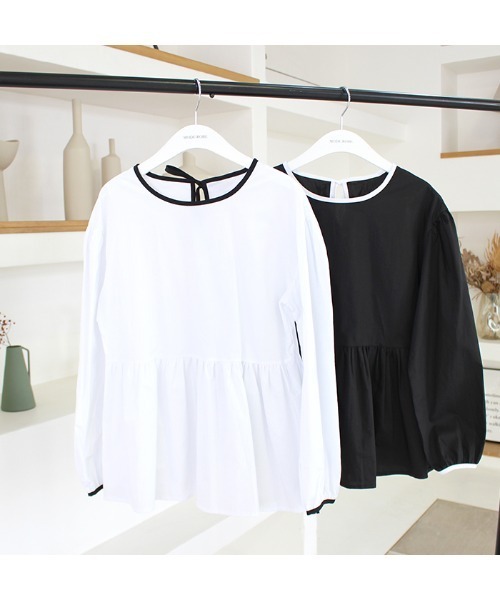 MODE ROBE(モードローブ)の「バックリボンギャザートップス(シャツ/ブラウス・レディース・ホワイト/ブラック・FREE)」の19枚目の写真