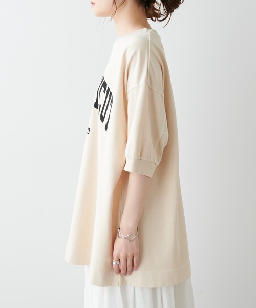 PUAL CE CIN（ピュアルセシン）の「ピグメントロゴプリントTシャツ（Tシャツ/カットソー・レディース・ブルー/アイボリー/グレイッシュベージュ・FREE）」の14枚目の写真