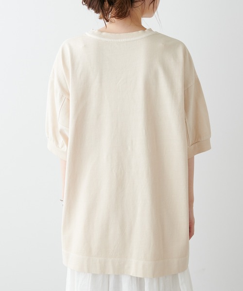 PUAL CE CIN（ピュアルセシン）の「ピグメントロゴプリントTシャツ（Tシャツ/カットソー・レディース・ブルー/アイボリー/グレイッシュベージュ・FREE）」の15枚目の写真