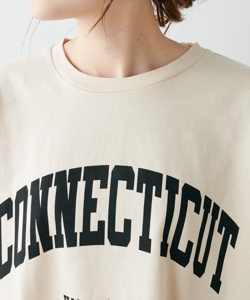 PUAL CE CIN（ピュアルセシン）の「ピグメントロゴプリントTシャツ（Tシャツ/カットソー・レディース・ブルー/アイボリー/グレイッシュベージュ・FREE）」の16枚目の写真