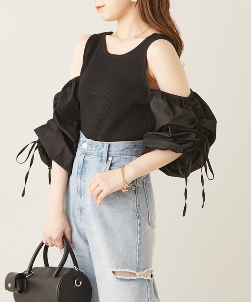 Chico（チコ）の「【新色追加】ドロストスリーブドッキングリブニット