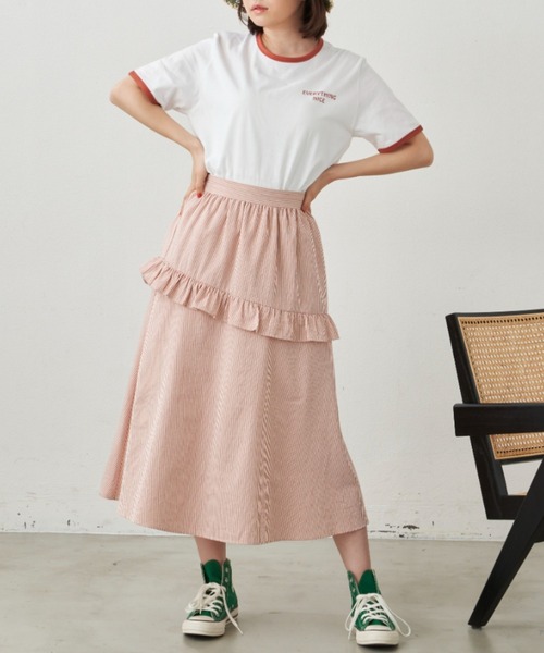 MERLOT(メルロー)の「NICEリンガーT(Tシャツ/カットソー・レディース・ホワイト/ブルー/イエロー・FREE)」の8枚目の写真