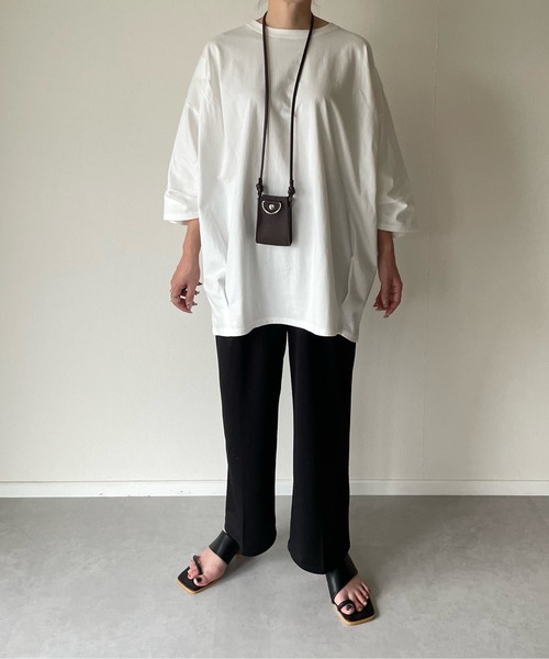 y/m by misato（イムバイミサト）の「タックオーバートップス（Tシャツ/カットソー・レディース・ホワイト/ブラック・FREE）」の8枚目の写真